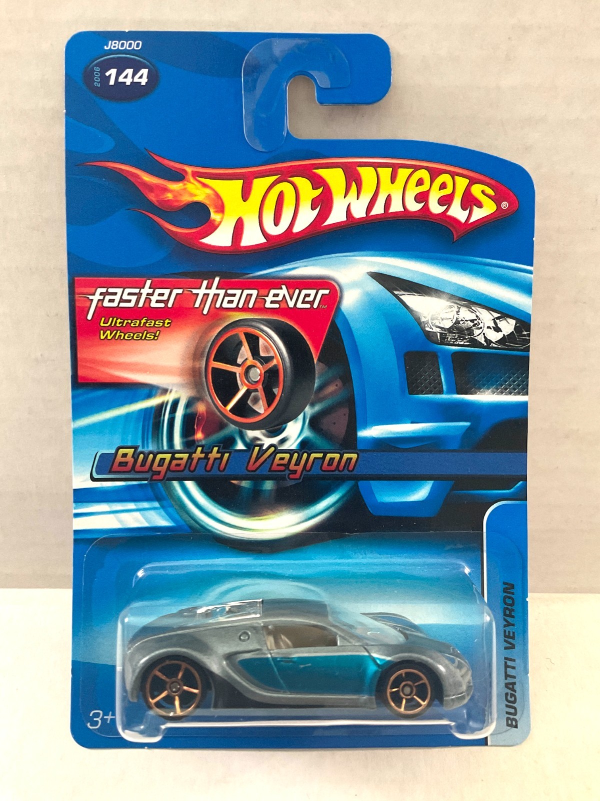 Hot Wheels BUGATTI VEYRON - 2006 #144 - FASTER THAN EVER FTE - Silver & Blue