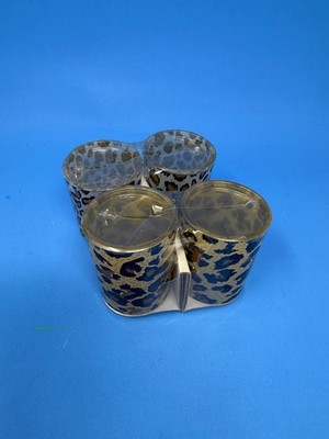 Safari Animal Glass Votive Candle Holders 2-Pack Leopard Giraffe Set of 2 New