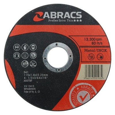 EXTRA DÜNNE METALL TRENNSCHEIBEN 115mm x 1mm DOSEN À 10 ABRACS FLACH INOX SCHLITZEN