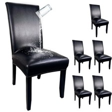 Pu Leather Dining Chair Covers set of 6, Waterproof Kitchen Chair Covers for ...