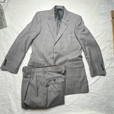 READ Jos A Bank 2 Piece Suit Signature Collection 40L 34X30 Gray  Plaid Wool
