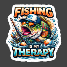 Fishing Sticker Vinyl Decal Fishing Is My Therapy Funny Fisherman
