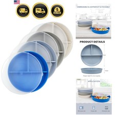 9 Inch 4PCS Divided Plates with Lids, Portion Control Plates for Kids Adults,...