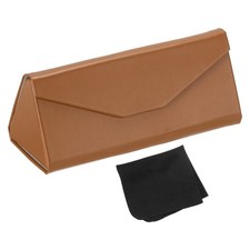 Foldable Glasses Case, Triangle Magnetic Sunglasses Case, Khaki Brown