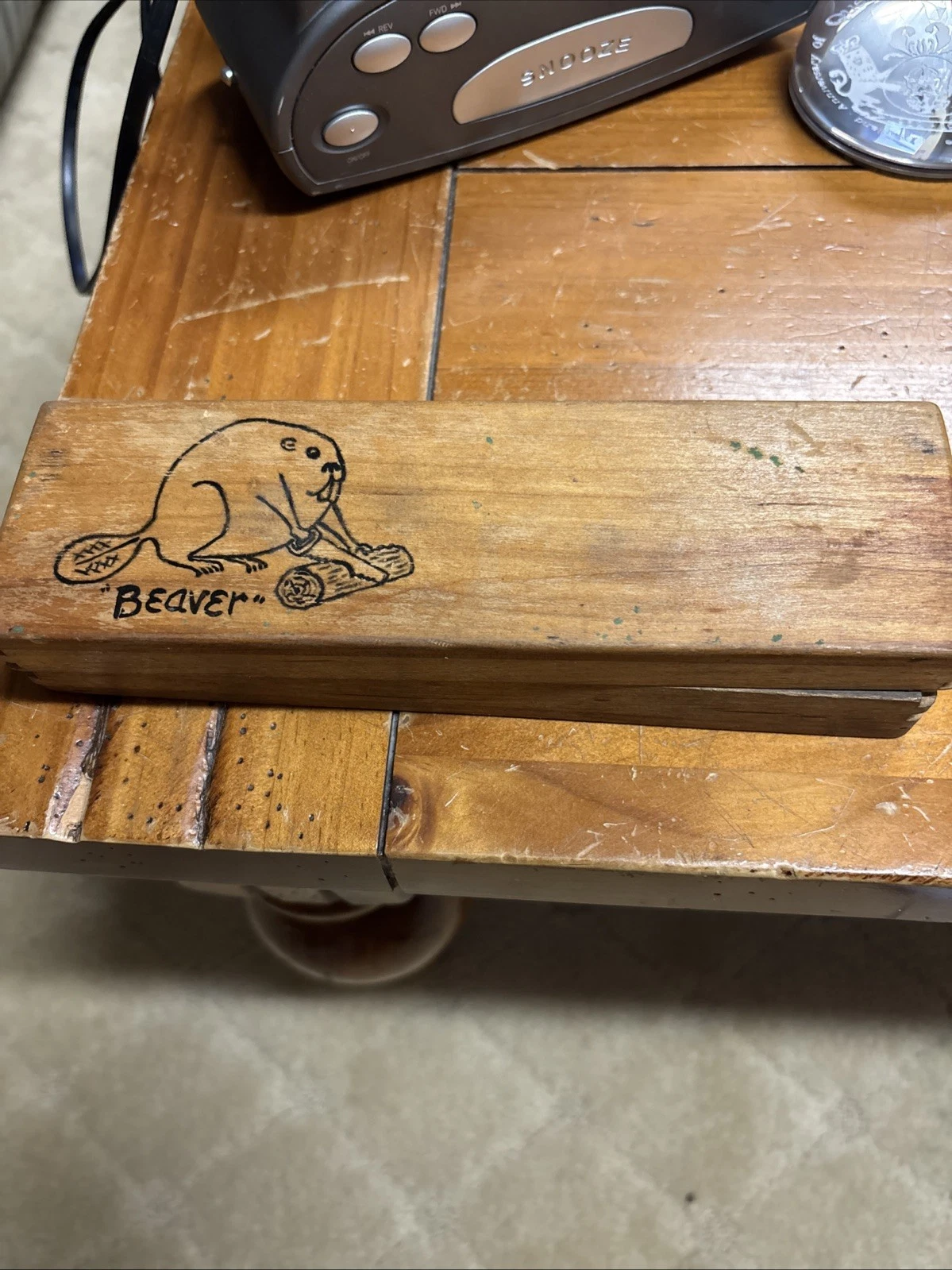 Antique Colorado Beaver Teeth Knife Sharpening System - W/ Wooden Case With Beav
