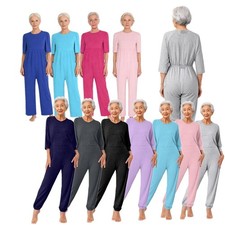 US Womens Anti-Strip Jumpsuit Adaptive Dementia Clothing Elderly Special Need