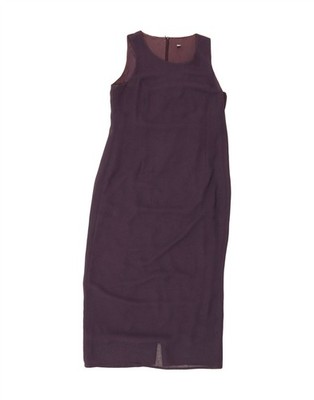 VINTAGE Damen ärmelloses Maxikleid UK 18 XL lila Polyester AJ01