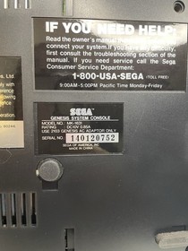 Sega Genesis Model 2 MK-1631 Console, 1 Controller,  Cords & Cables