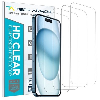 Tech Armor HD Film Screen Protector For iPhone 15 6.1 Inch - 4 Pack