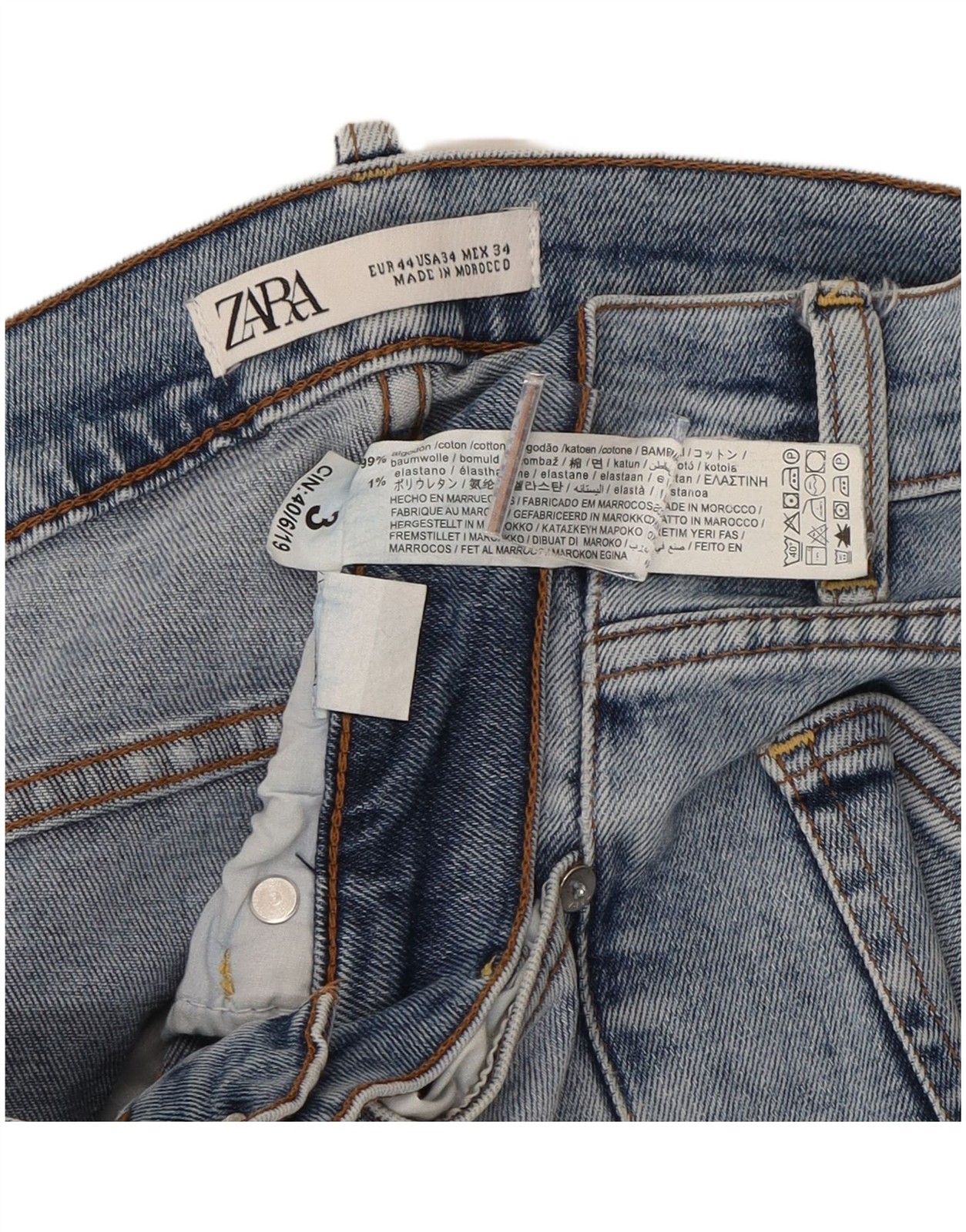 ZARA Mens Tapered Jeans Large W34 L26 Blue Cotton CA10 thumbnail 3