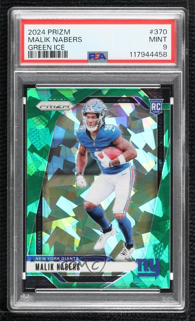 2024 Panini Prizm Rookies Green Ice Malik Nabers #370 PSA 9 MINT Rookie RC 11fq