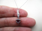 10K White Gold Heart Amethyst & Diamond Pendant Necklace 14K 19" [N115] — photo 5