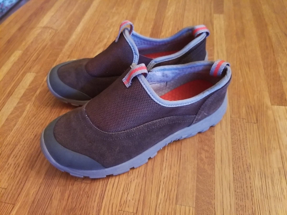 Lands End Big Kids 3M Black All Weather Suede Leather Slip On Moc