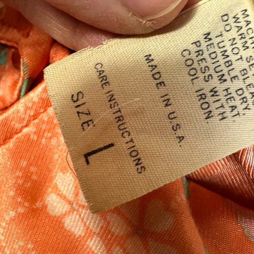 Vintage Jantzen 60s 70s Paisley Floral Print Disco Blouse Womens L Orange FLAWED - Picture 21 of 23