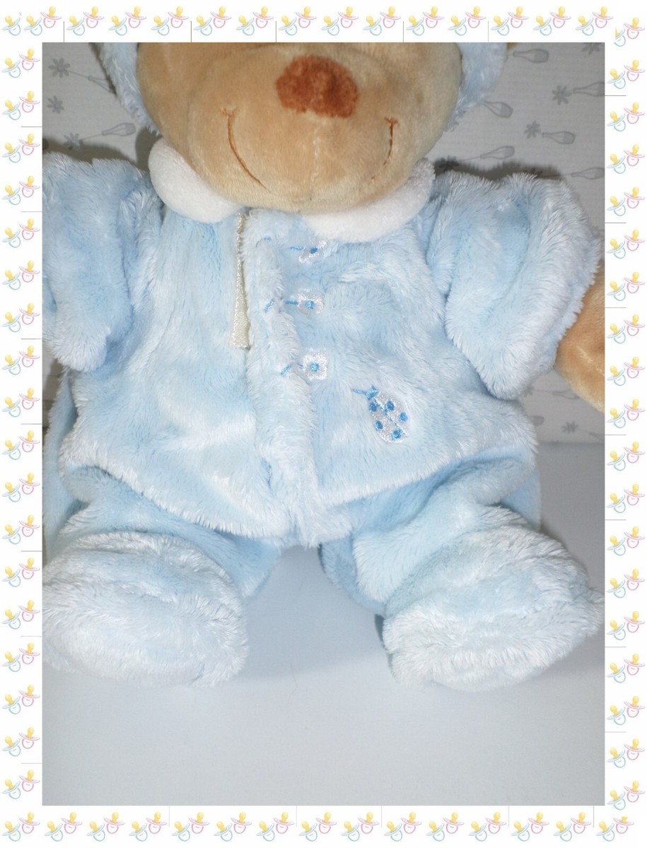 Doudou peluche Musicale ours bleu étoile Lune Nicotoy 27 cm 570/0109