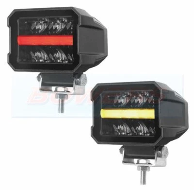 Rectangular LED Work Light Work Lamp With Red / Amber Rear Marker Tail Light