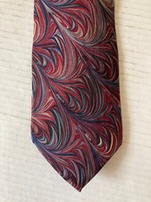 Windsor Men's Necktie Tie Silk Red Black Gray Swirl Abstract Made in USA