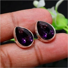 Amethyst Gemstone Cufflinks, Men's Cufflinks, 925 Silver Jewelry,Gift For Father