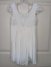 Summerly Sydney Boho Lace Flower Girl Dress Size 6 White Hi/Lo Hem Flowy EUC