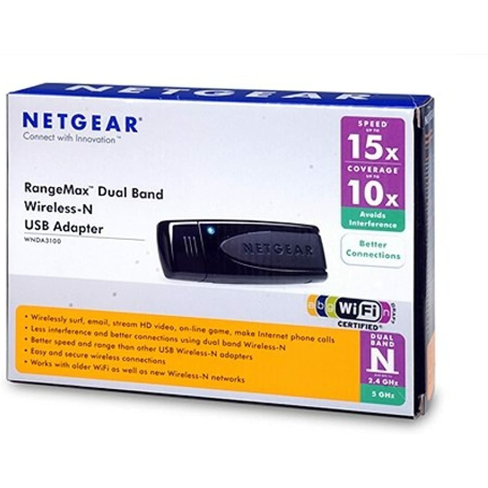 NETGEAR RangeMax WNDA3100 300Mbps 802.11n Dual-Band Wireless LAN USB 2. ...