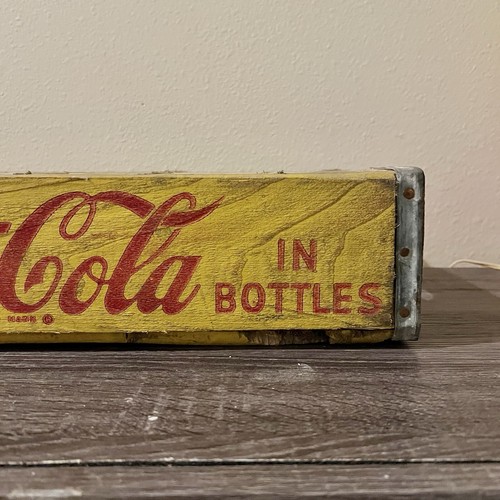 Vintage Yellow Wooden Coca Cola Crate Wood Case Advertising Original Coke 1970s - Picture 13 of 21