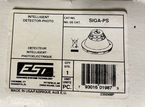 EDWARDS EST SIGA-PS PHOTOELECTRIC SMOKE DETECTOR INTELLIGENT USA STOCK - Picture 1 of 1