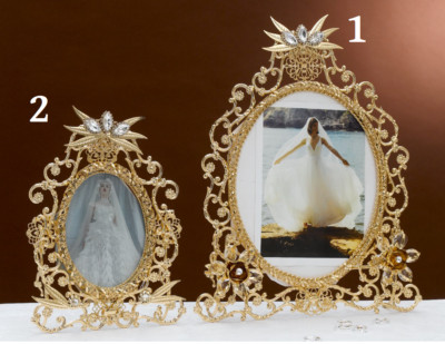 FOTOHALTER OVAL BADDEKOR GOLD MIT KRISTALLEN VERSCHIEDENE GRÖßEN