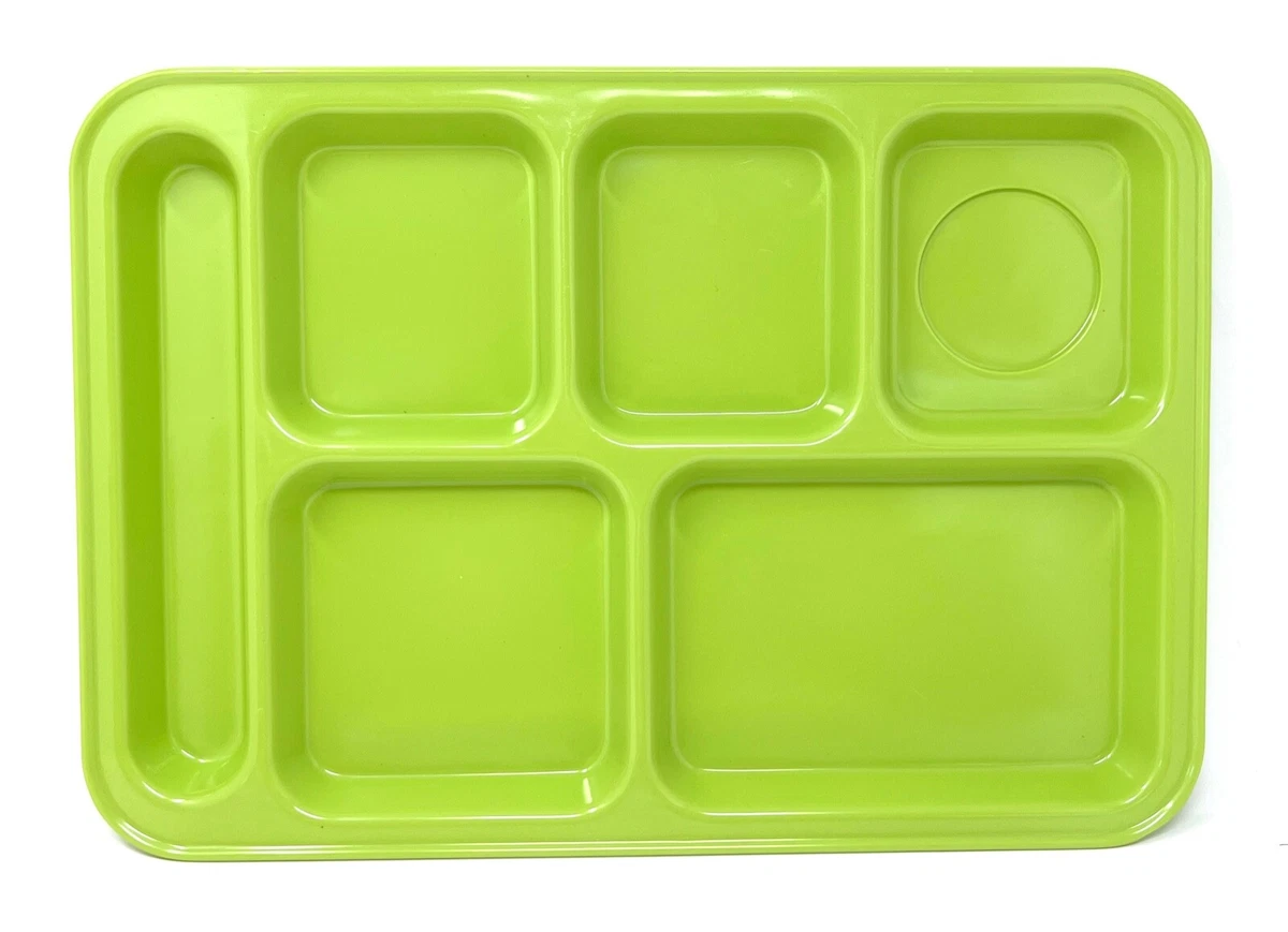 HD Outdoor Cafeteria Style Lime Green Plastic 6 compartments dinner food  tray