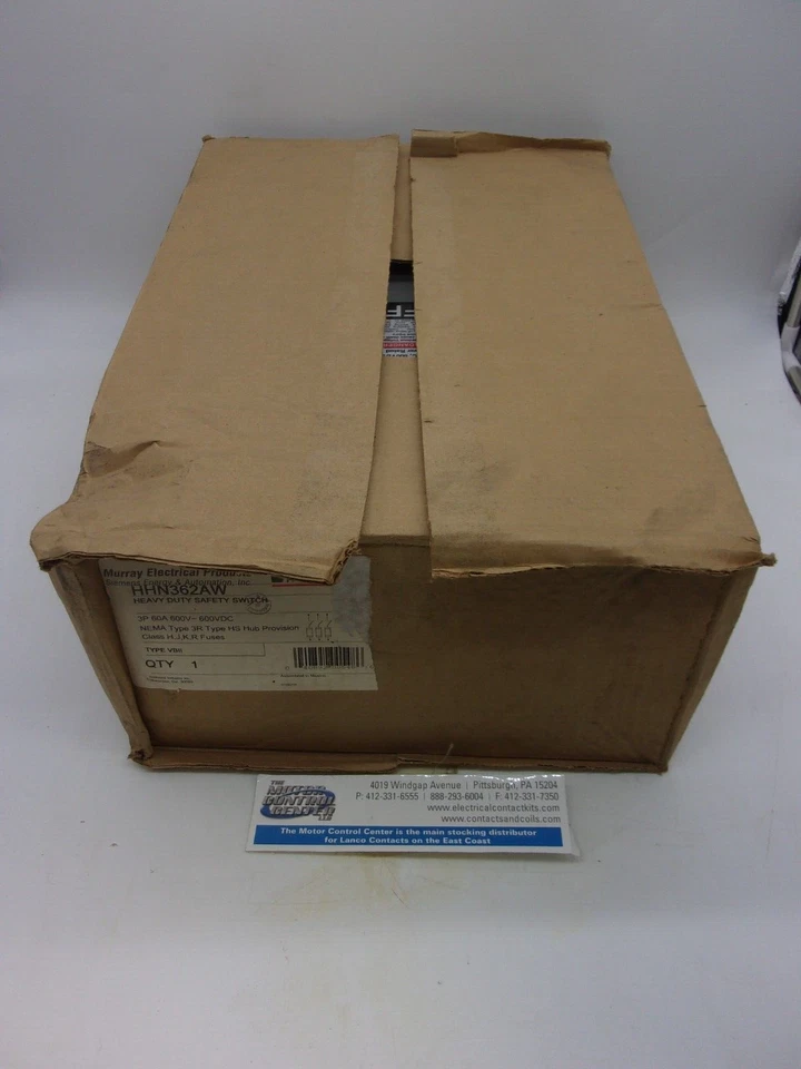HHN362AW-MURRAY-INTERRUPTOR DE SEGURIDAD DE ALTA RESISTENCIA 60A,3P,600V,FUSIBLE,NEMA 3R IMPERMEABLE Foto 2 de 4