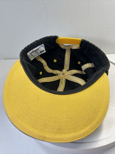 Six Flags theme park souvenir BATMAN Ride Black & Yellow Striped Snapback Hat - Picture 6 of 9