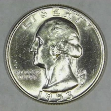 ***VINTAGE AMERICAN SILVER COIN***1953 D Washington Quarter BU GEM Y702