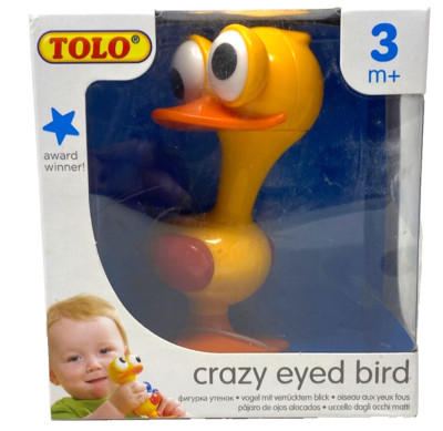 TOLO Crazy Eyed Bird Baby Toddler 3 Months + Rattle Developmental Skills