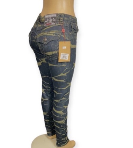 Y2K True Religion Jeans Johnny Urban Cow Super T skinny Distress green Size 29 - Picture 10 of 15