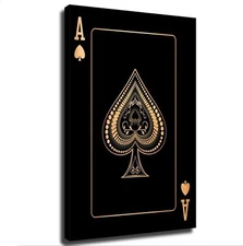 Black Golden Ace Of Spades Poster Picture Art Print Canvas Wall Home