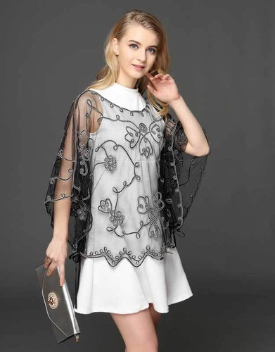 Transparente BOLERO ENCOGIMIENTO DE HOMBROS Capa Artesanal Dama Top Chaqueta 8-18 Abrigo Capa Boda Fiesta - Imagen 22 de 23