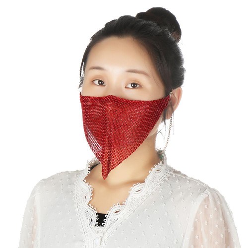 Female Vintage Gift Crystal Mouth Mask Reticulated Rhinestone Face Mask Bling - Picture 12 of 16