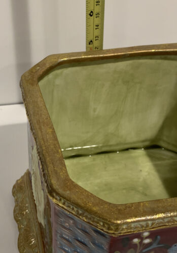 Tracy Porter dekorative handbemalte Keramik Kanister Deckel Burgund & Gold Foto - Bild 9 von 10