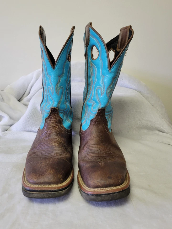 John Deere Women's Western Boots Brown/Turquoise Size US 7.5M - Image 4 of 4