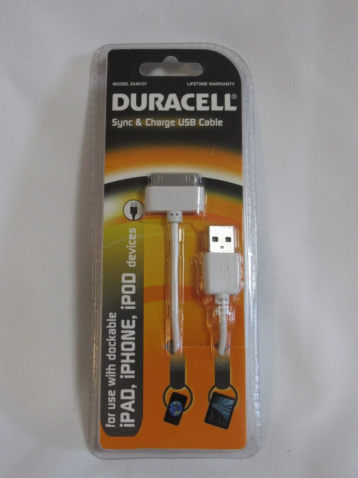 Duracell Sync & Charge USB Cable - For Use with Old iPod,iPhone and iPad 30 Pin - Image 2 of 3