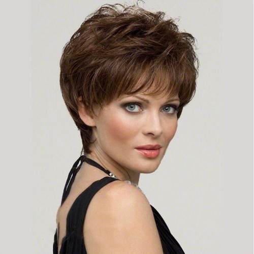 Women Boy Cut Short Layered Pixie Wigs Straight Full Wig Party Synthetic Hair - Picture 4 of 15