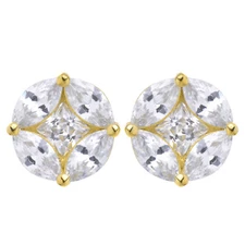 Mens Hip Hop Gold Silver Plated Iced Out CZ Round Cluster Stud Earrings SHS 5104