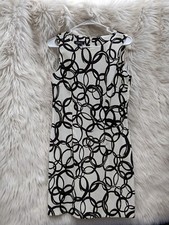 Women's AGB Dress Black/White Geometric Loops And Swirls Pattern Size 8
