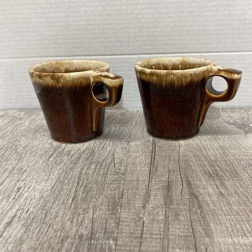 BROWN DRIP Coffee Cups (2) Vintage