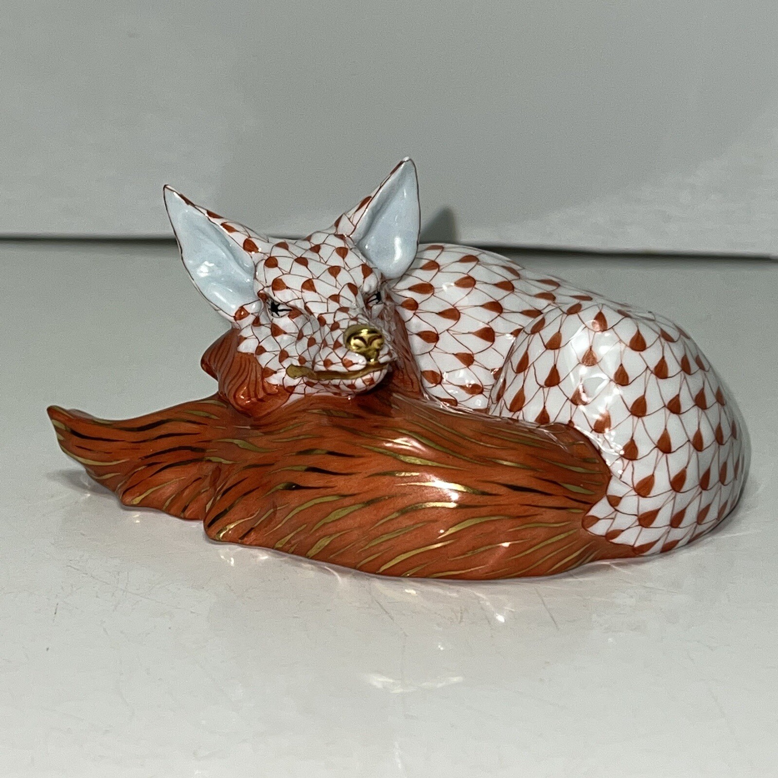 Large Herend Sleeping Fox. Porcelain.Hand Made/Painted w/ 24K Gold. Hungary | eBay