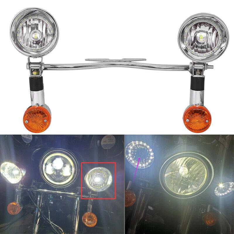 Passing Fog Spot Light Bar & Turn Signals Lights For Honda VTX 1300 C R S RETRO - Image 4 of 4
