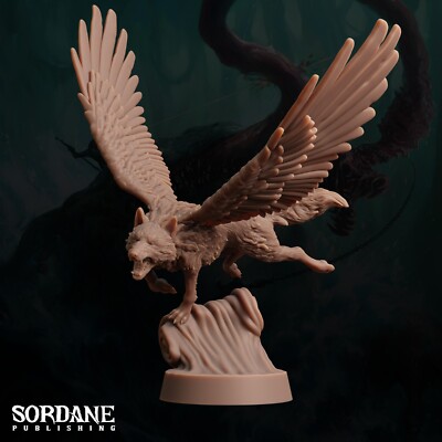 Diretalon Winged Wolf - Pose 2 | Sordane Publishing | D&D Miniature | 35mm