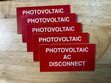 Solar AC Disconnect 5 Pack 4 x 2" Outdoor Peel/Stick Adhesive Backed Sign 5 Pack