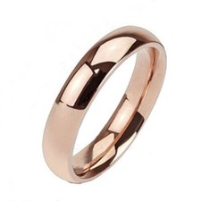 Solid Titanium Rose Gold Plated Polished 4mm or 6mm Plain Wedding Band Ring