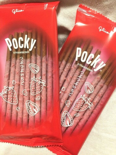 Pocky Tsubu Tsubu Ichigo Erdbeere Schokolade Pocky Glyco japanische Süßigkeiten Süßigkeiten - Bild 4 von 5