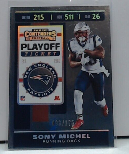 2019 PANINI CONTENDERS PLAYOFF TICKET SONY MICHEL FOIL /175 #10 PATRIOTS MSK